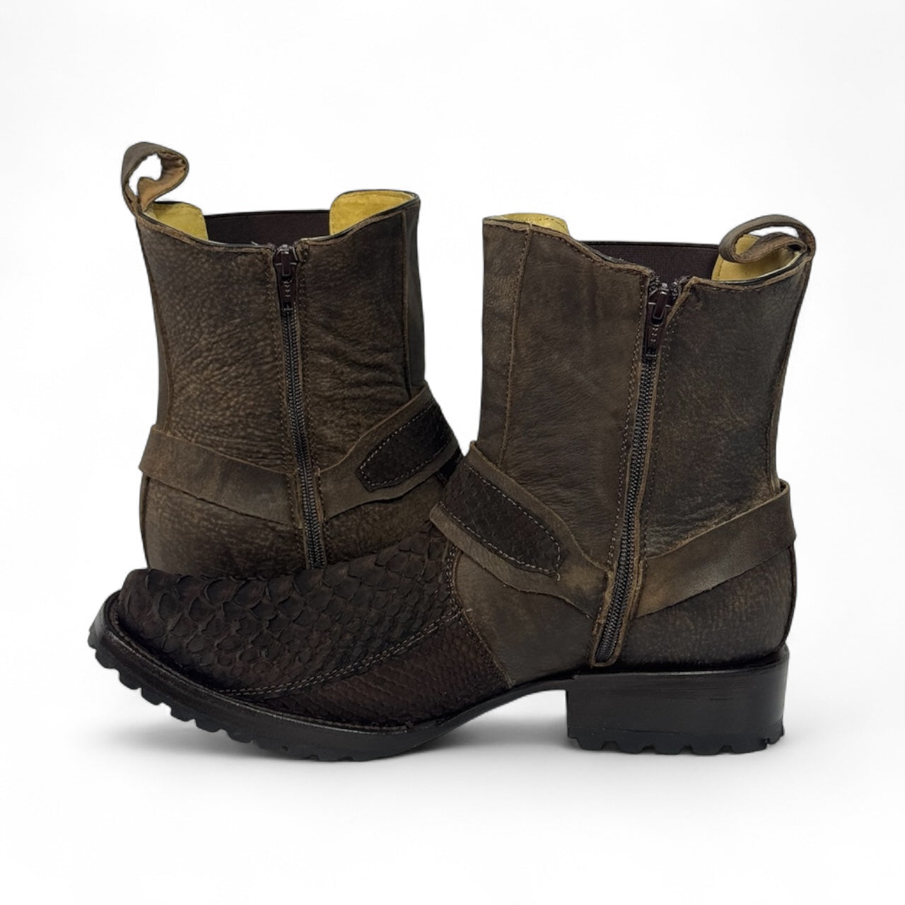 Botin Dubai Piel de Pitón Genuinaestilo migue tabaco RB318