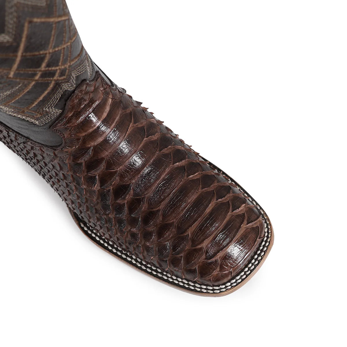 Bota Piel de pitón Genuina Buldog Café Brilloso