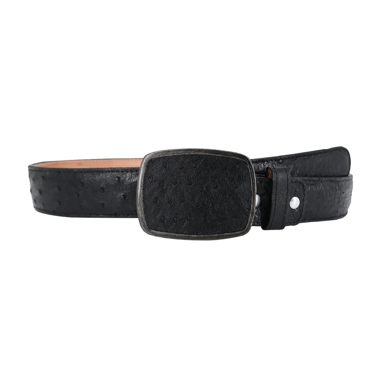 Cinturon piel de avestruz negro HC