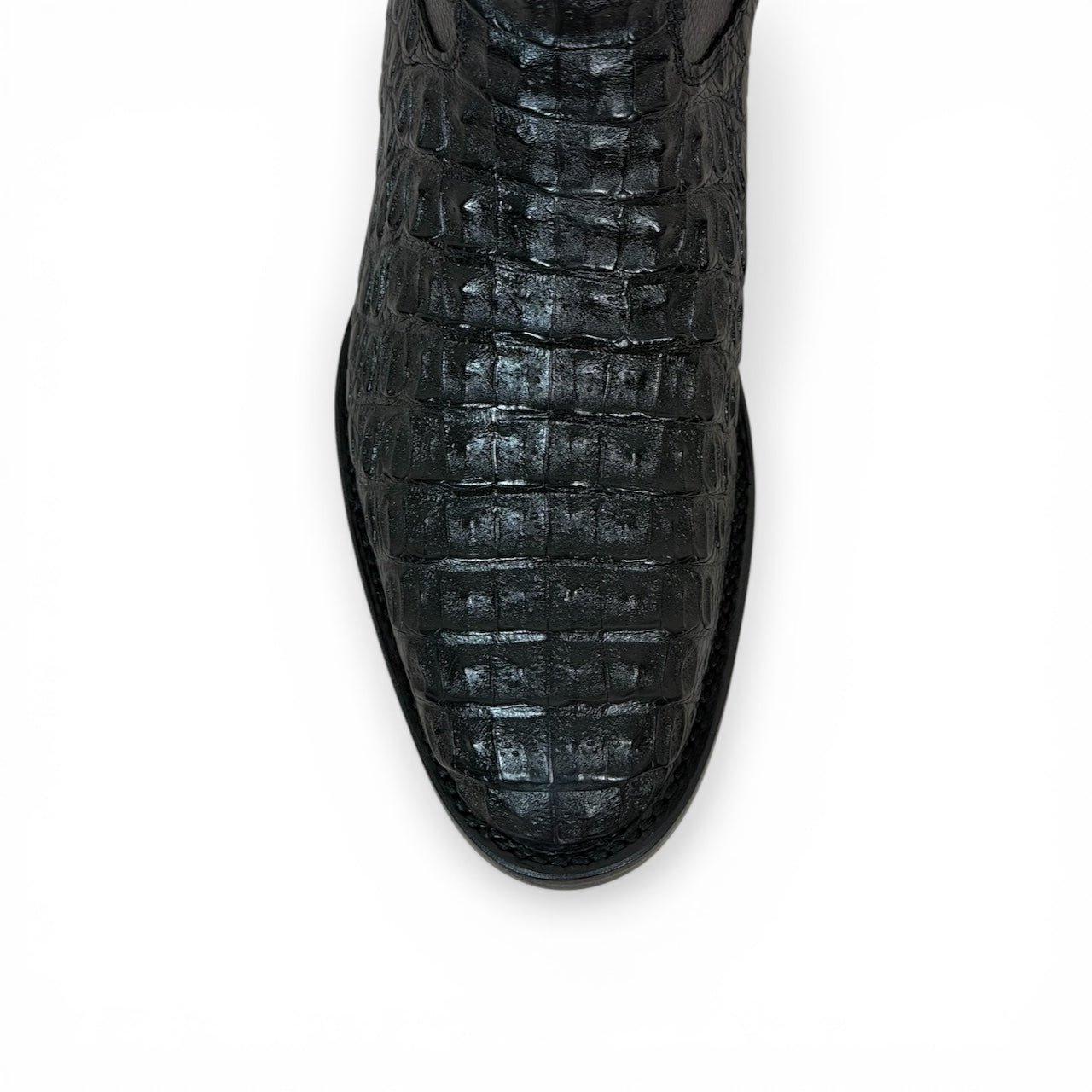 Bota Montana En Piel Genuina De Cocodrilo Negro