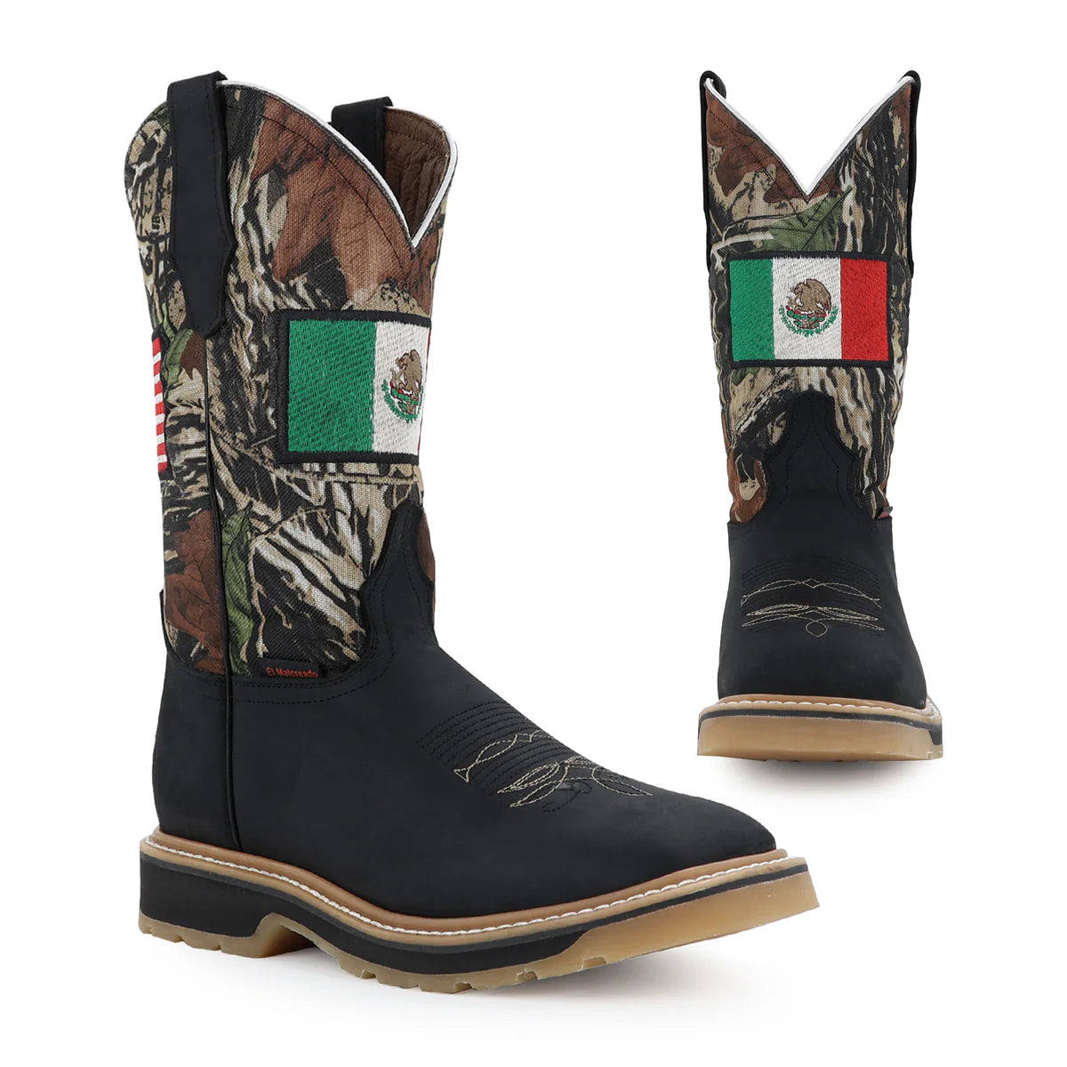 Bota bóxer Piel Genuina banderas negro