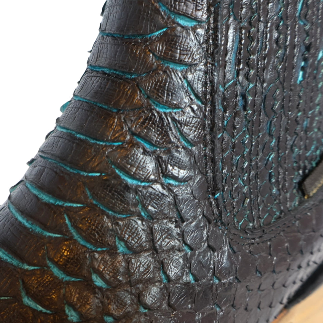 Botin piel de piton completo blueberry RB316