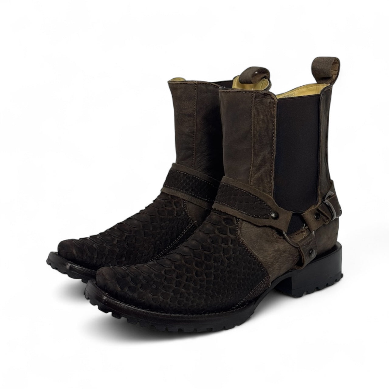 Botin Dubai Piel de Pitón Genuinaestilo migue tabaco RB318