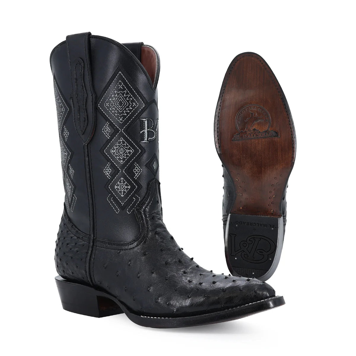 Bota Oval Avestruz Original RB122 Negro