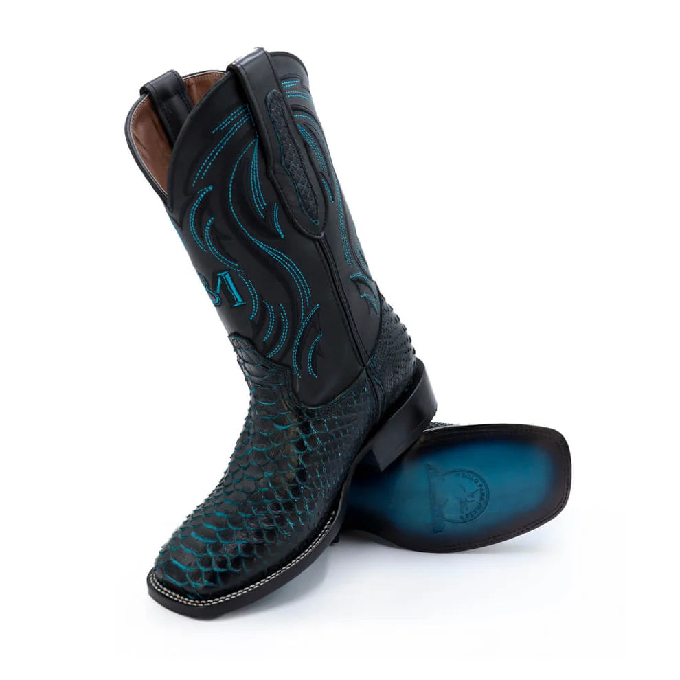 Bota Bulldog Piel De Python Original RB126 Blue Electric