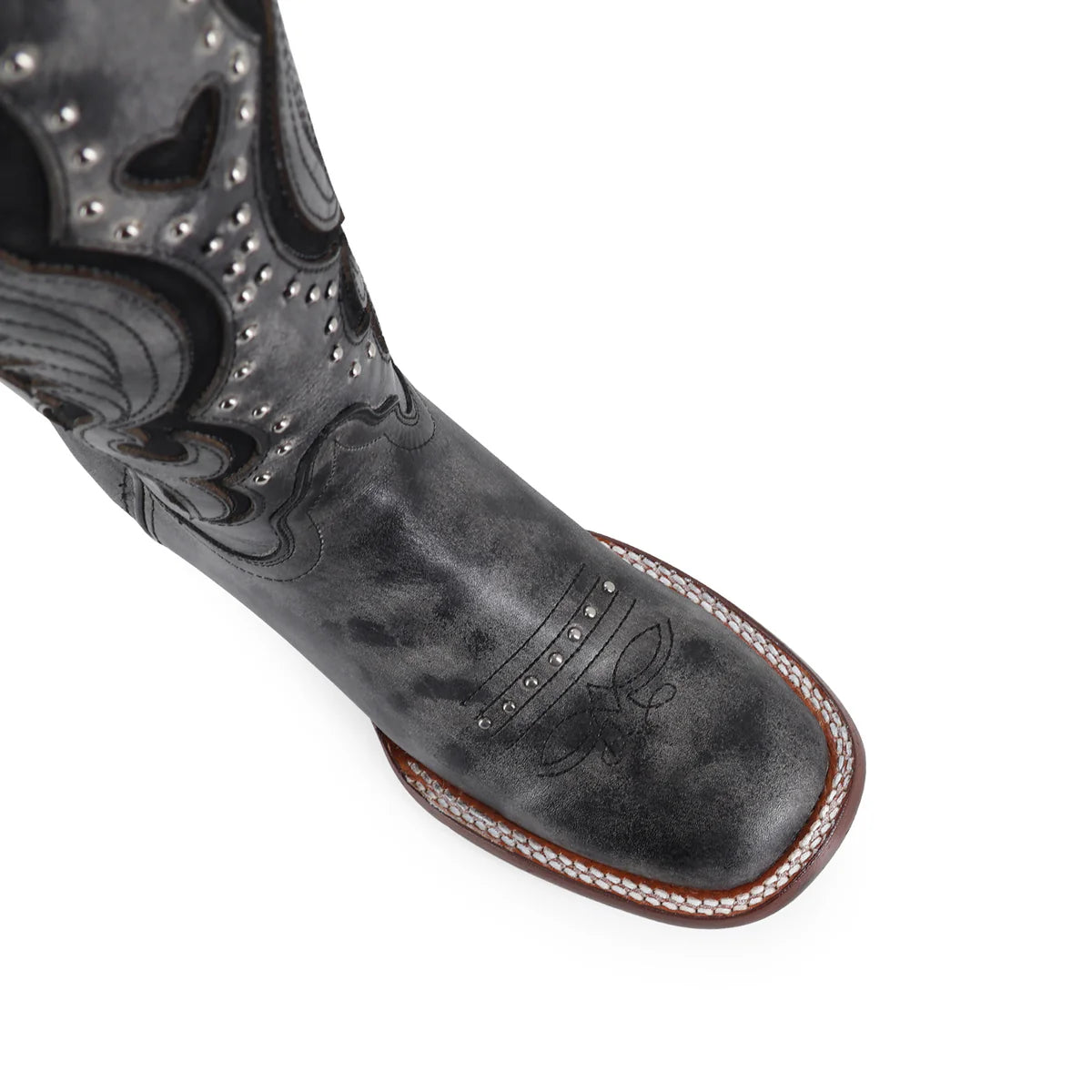Bota Vaquera DOLLY Piel Genuina | Gris - negro