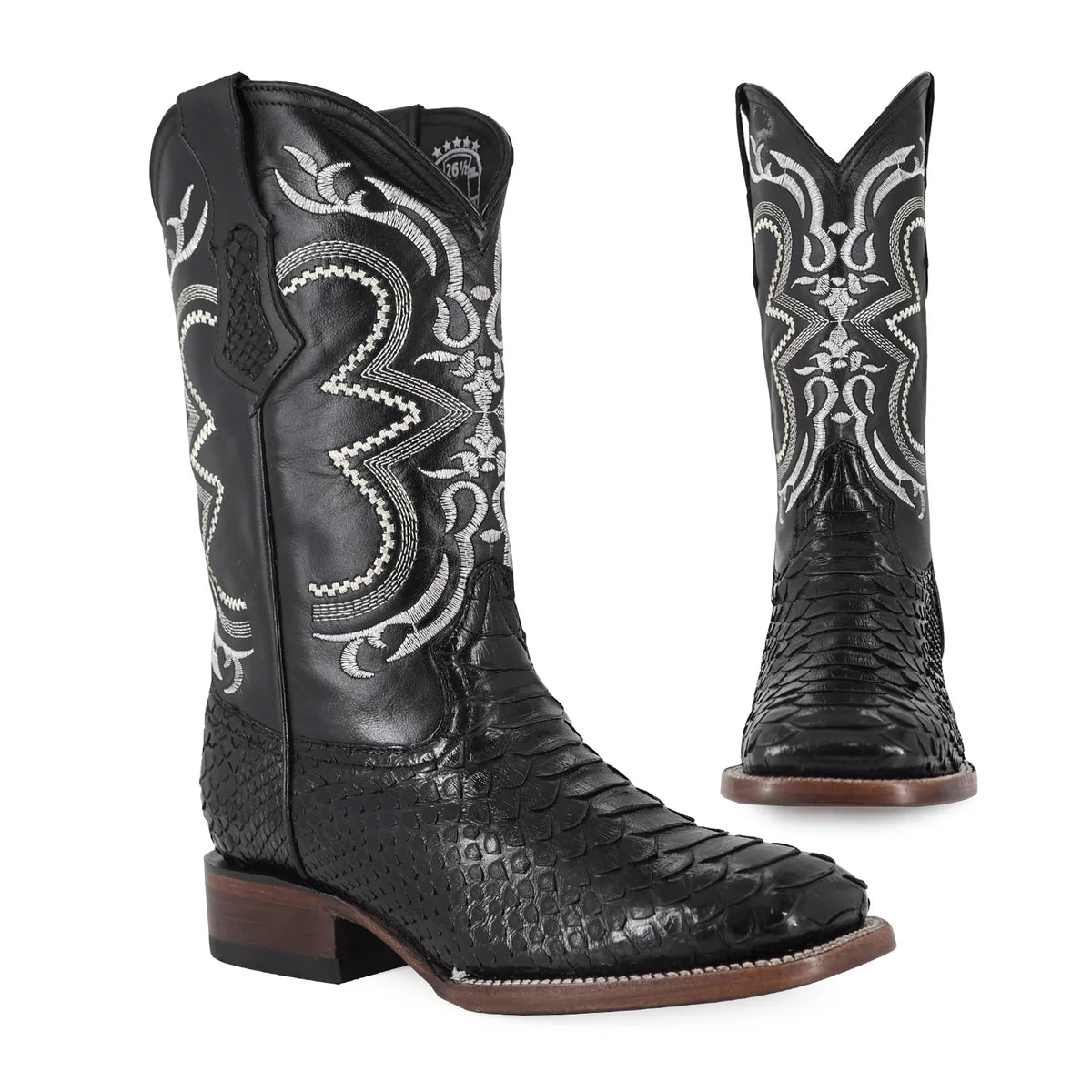 Bota Piel de Piton Genuina Negro Brilloso | Bulldog
