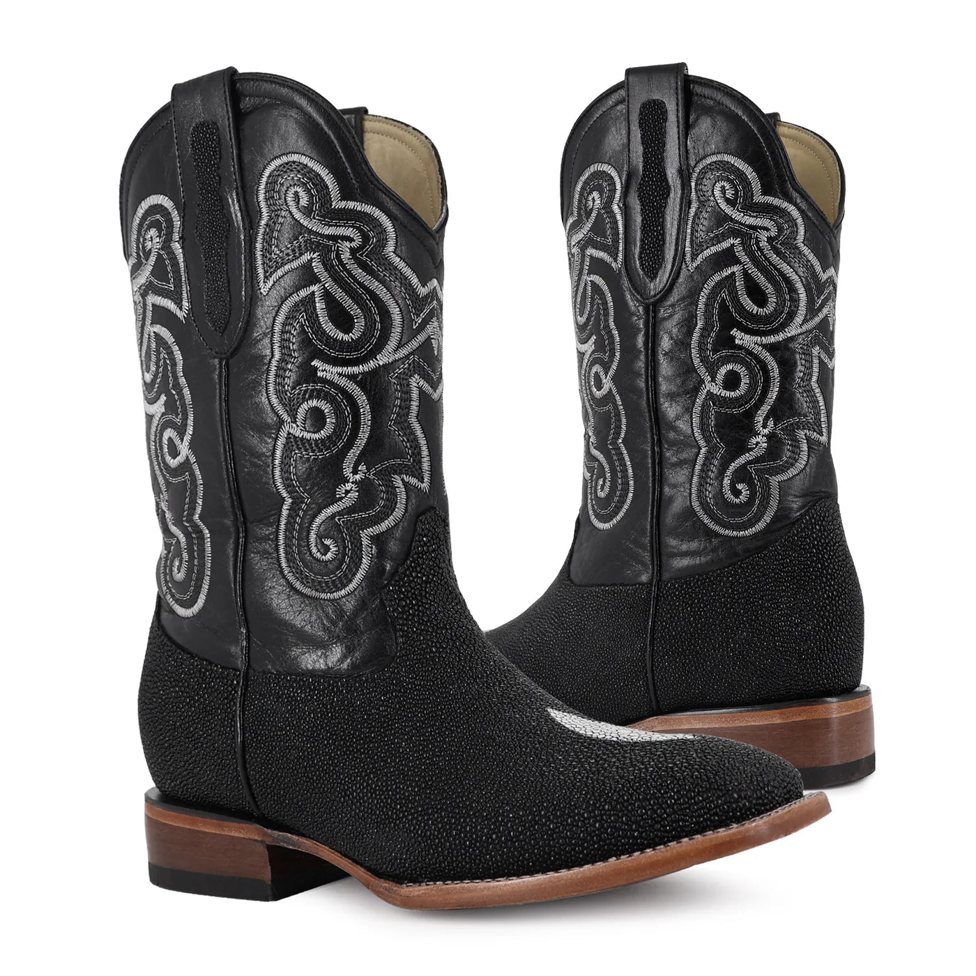 Bota Bulldog En Piel De Mantarraya Macho Original Negro