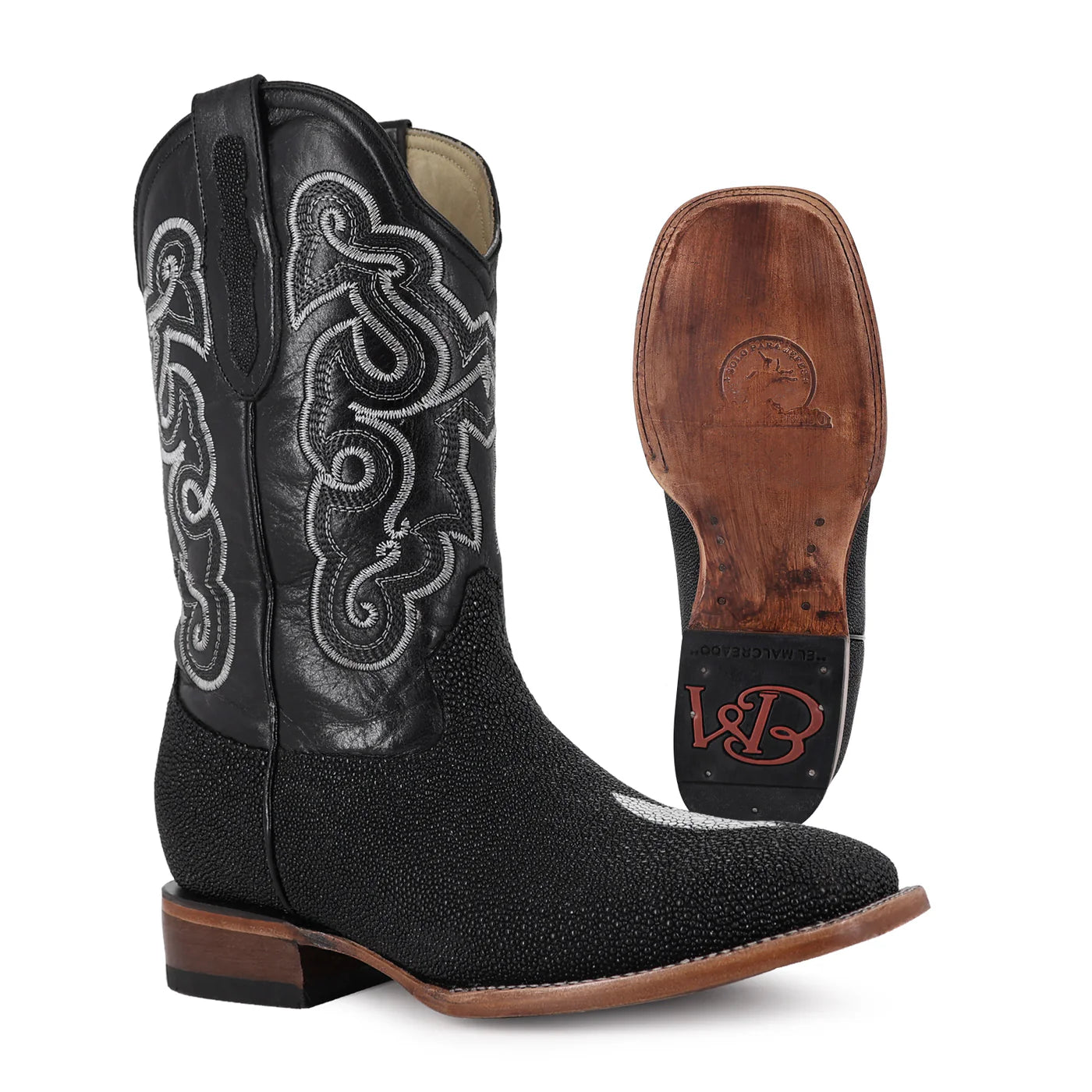 Bota Bulldog En Piel De Mantarraya Macho Original Negro