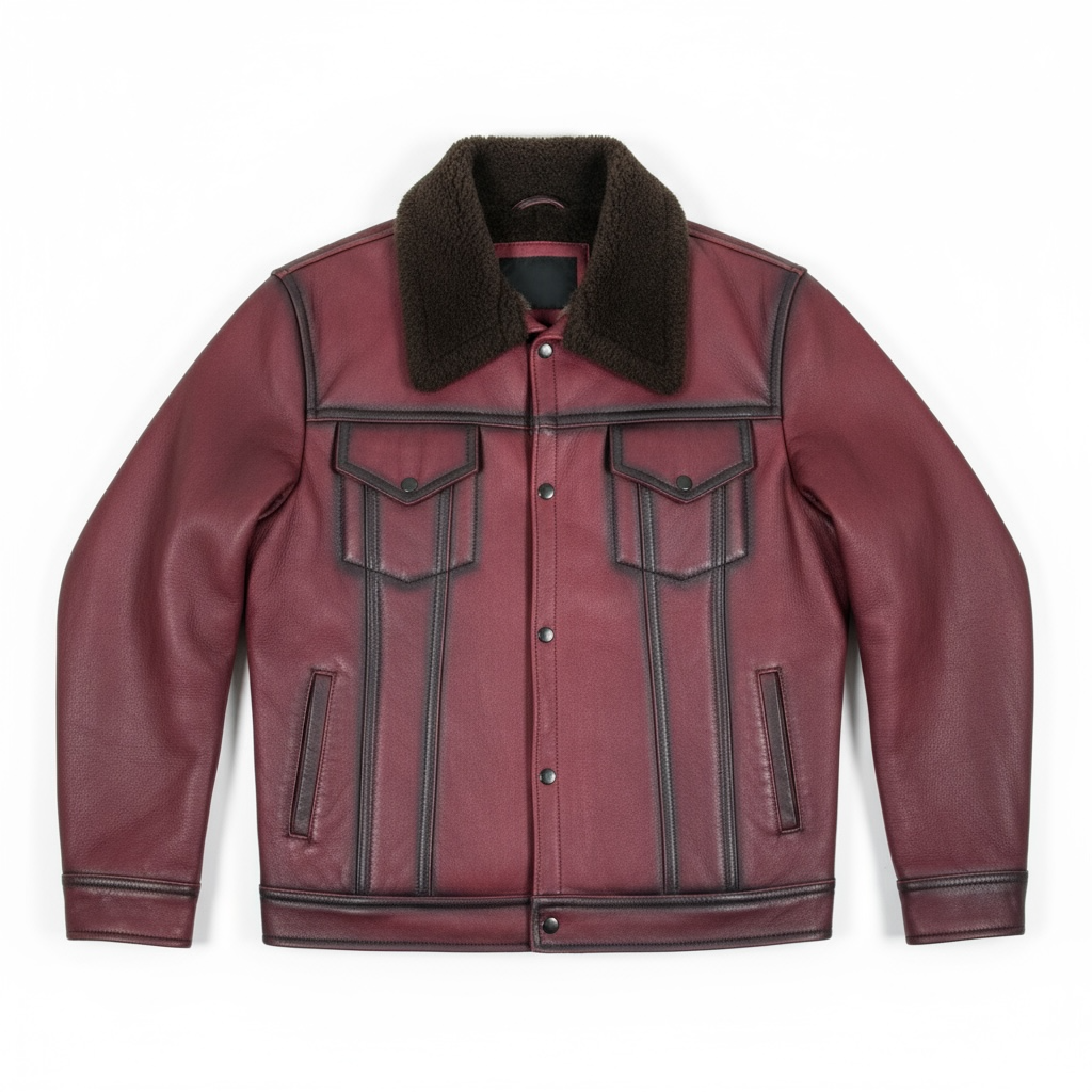 Chamarra Marlboro Crimson Rider En Piel De Borrego Genuina