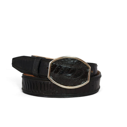 Cinturon piel pata de avestruz negro HC