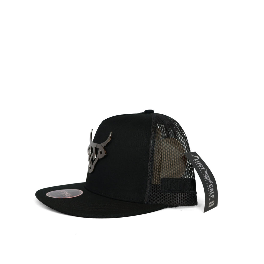 Gorra lost calf negra placa metalica