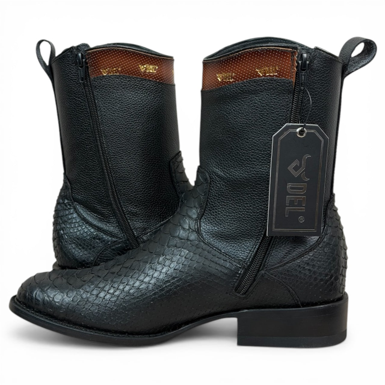 Bota Montana En Piel Genuina De Pitón negro