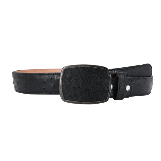 Cinturon piel de avestruz negro HC
