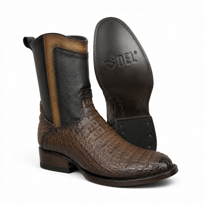 Bota Montana En Piel De Cocodrilo Genuino cafe