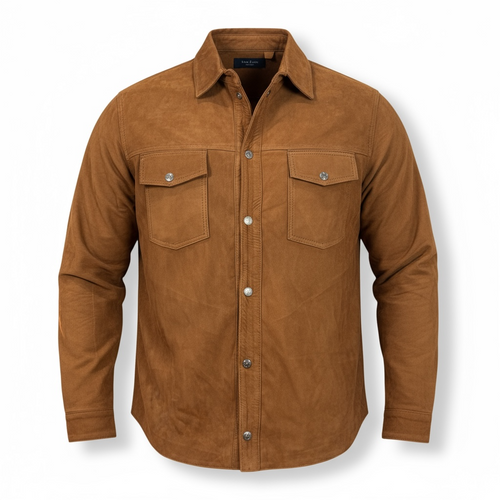 Sobre camisa miel nobuck de cuero original
