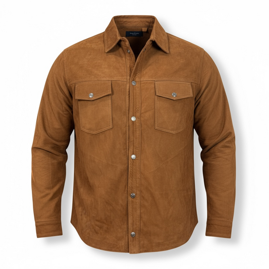 Sobre camisa miel nobuck de cuero original