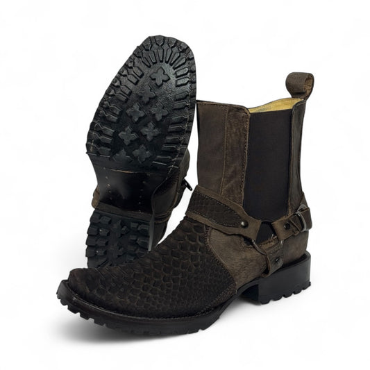 Botin Dubai Piel de Pitón Genuinaestilo migue tabaco RB318