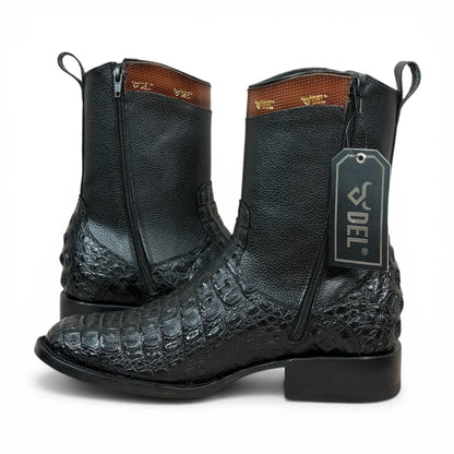Bota Montana En Piel Genuina De Cocodrilo Negro