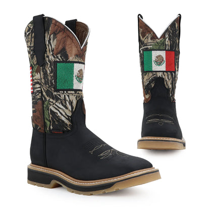 Bota bóxer Piel Genuina  banderas negro