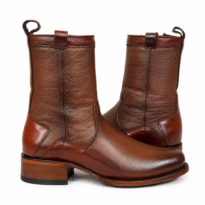 Bota Álamo Piel Genuina De Venado Color Brandy