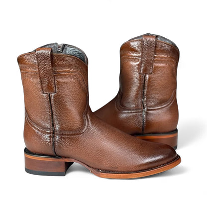 Botin Praga Miel Piel Venado Genuina| Oval