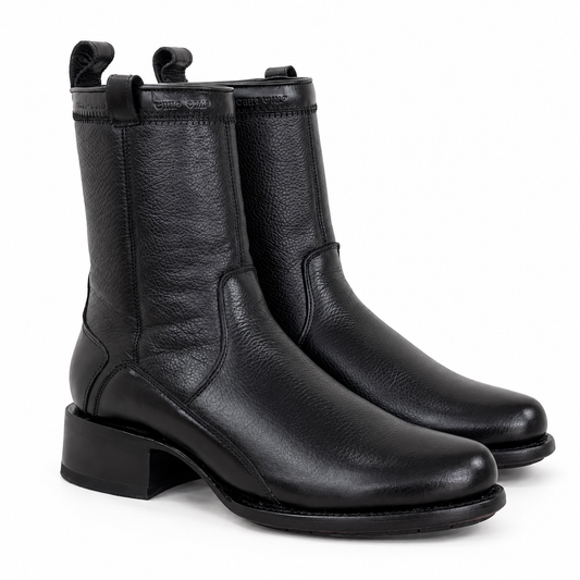 Bota Álamo Piel Genuina De Venado Color Negro