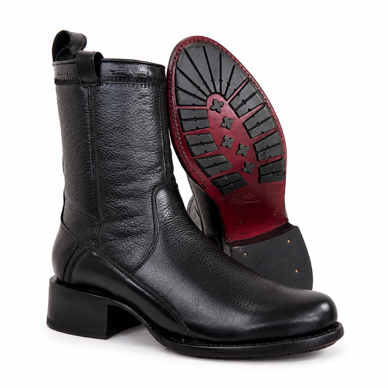 Bota Álamo Piel Genuina De Venado Color Negro