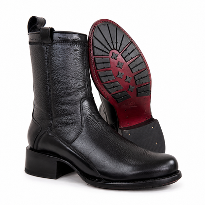 Bota Álamo Piel Genuina De Venado Color Negro