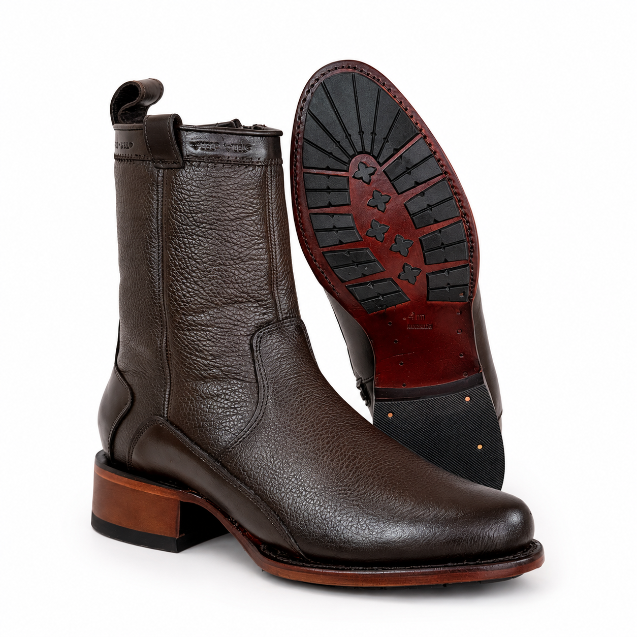 Bota Álamo Piel Genuina De Venado Color Marrón