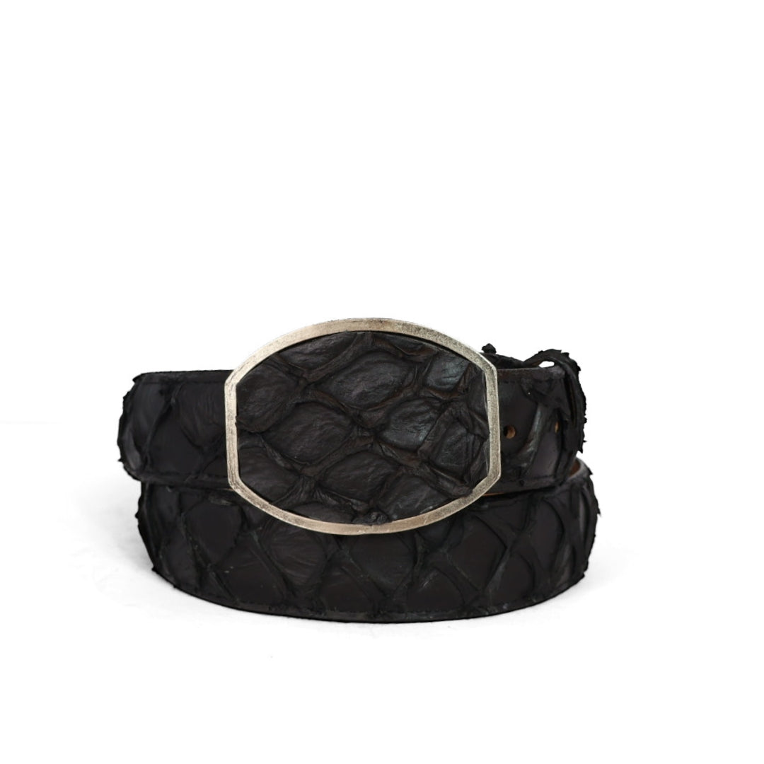 Cinturon piel de pescado negro HC
