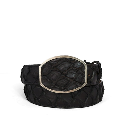 Cinturon piel de pescado negro HC