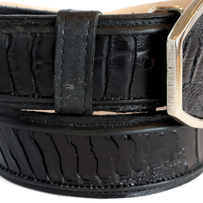 Cinturon piel pata de avestruz negro HC