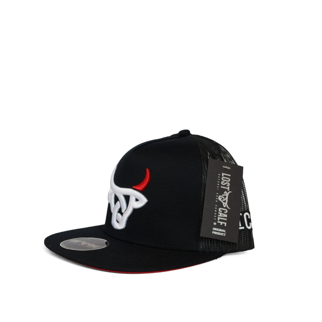 Gorra lost calf negra rojo