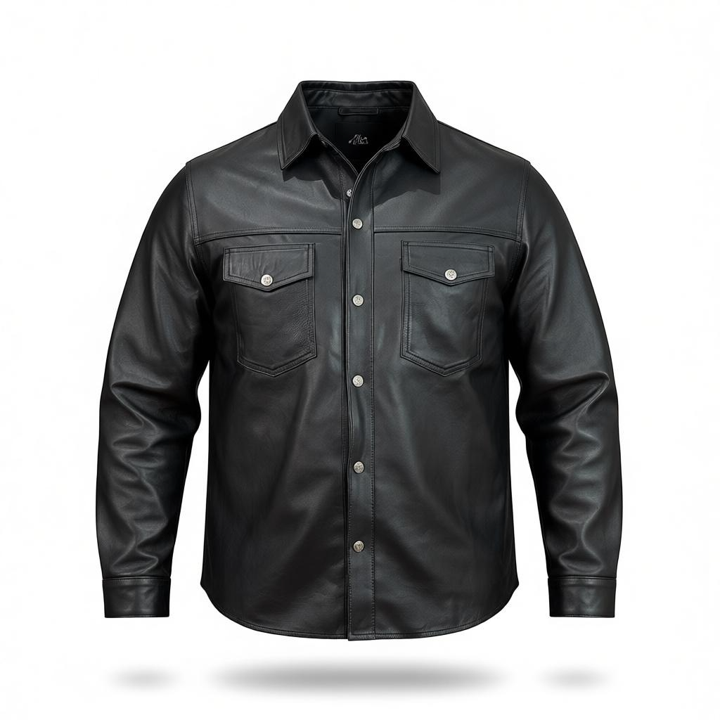Sobre camisa negra de cuero original