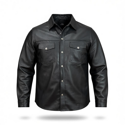 Sobre camisa negra de cuero original