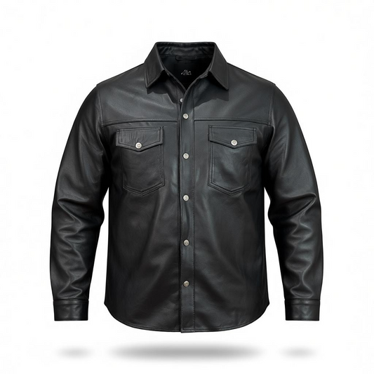 Sobre camisa negra de cuero original