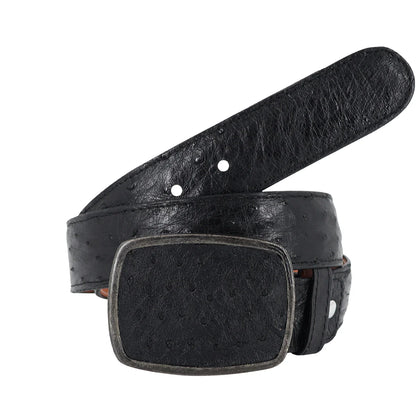 Cinturon piel de avestruz negro HC