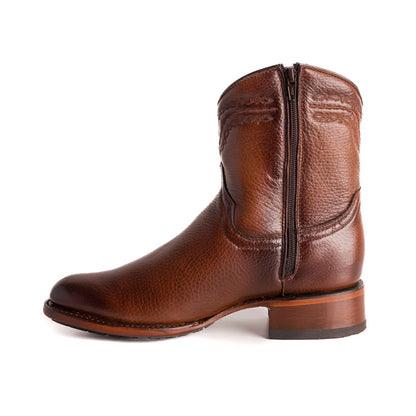 Botin Praga Miel Piel Venado Genuina| Oval