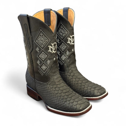 Bota Pitón Piel Genuina - Negro Nobuck