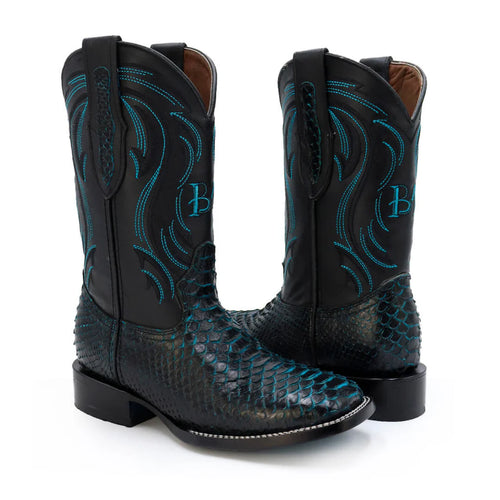 Bota Bulldog Piel De Python Original RB126 Blue Electric