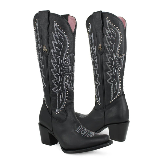 BOTA ALTA LIBERTY NEGRA EN PIEL