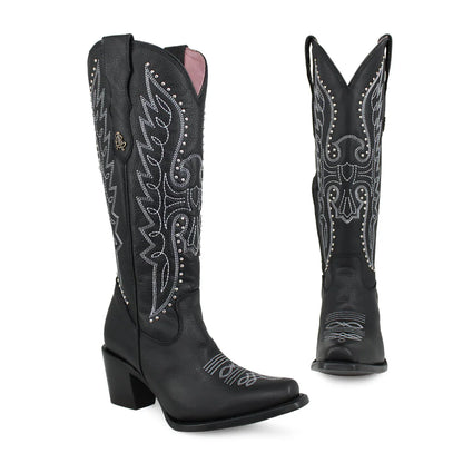 BOTA ALTA LIBERTY NEGRA EN PIEL