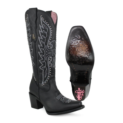 BOTA ALTA LIBERTY NEGRA EN PIEL