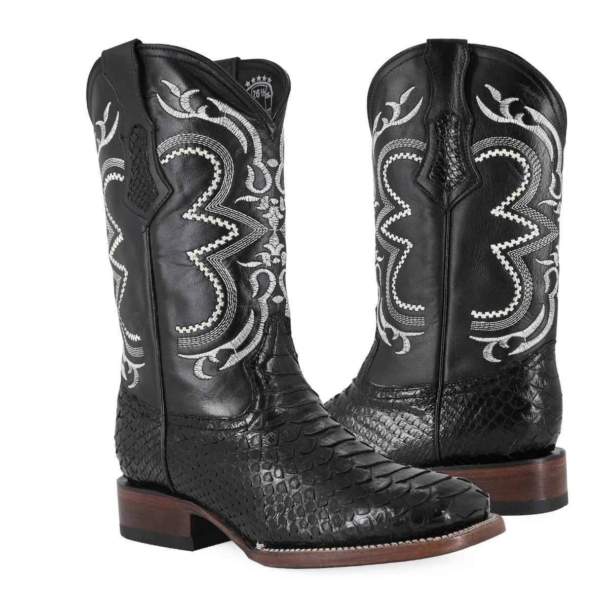 Bota Piel de Piton Genuina Negro Brilloso | Bulldog – Rancho Boots MX