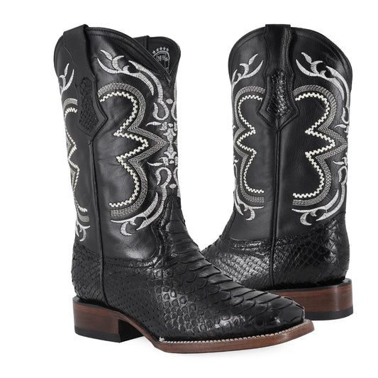Bota Piel de Piton Genuina Negro Brilloso | Bulldog