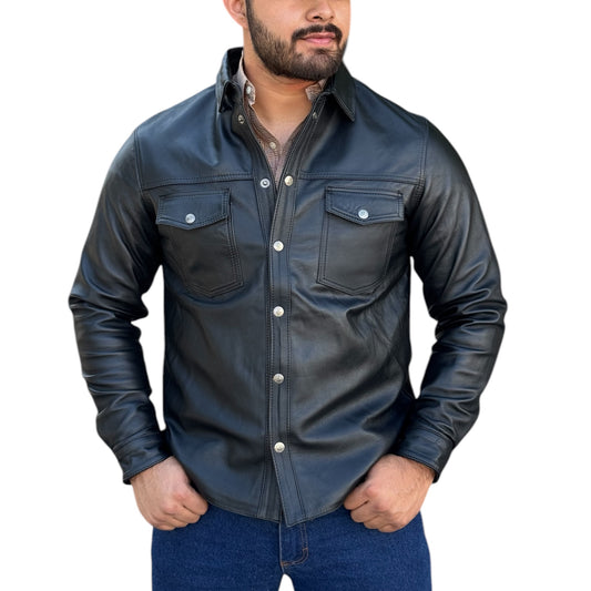 Sobre camisa negra de cuero original