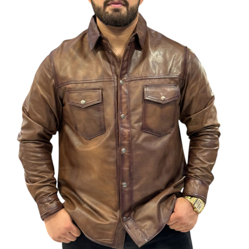 Sobre camisa caramelo de cuero original