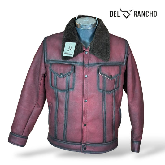 Chamarra Marlboro Crimson Rider En Piel De Borrego Genuina