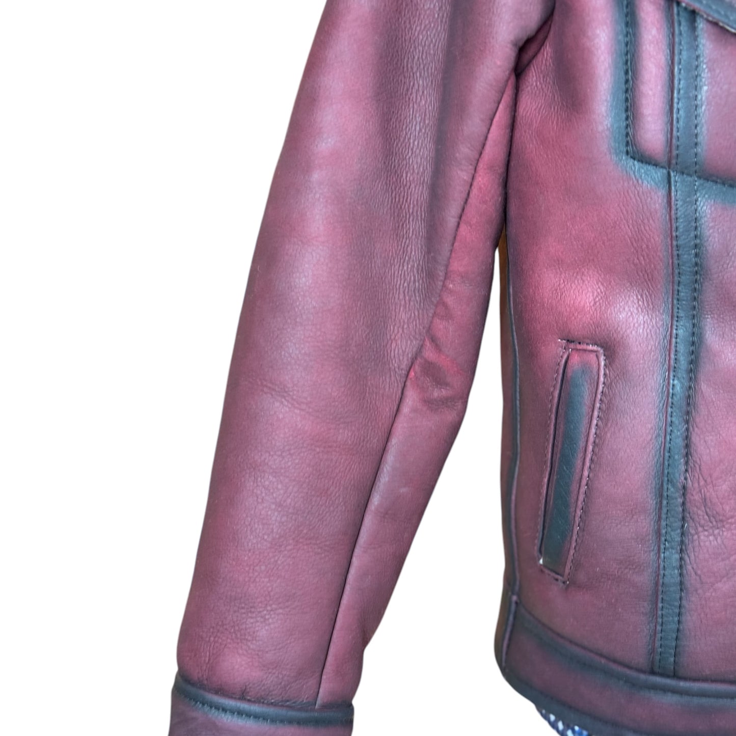 Chamarra Marlboro Crimson Rider En Piel De Borrego Genuina